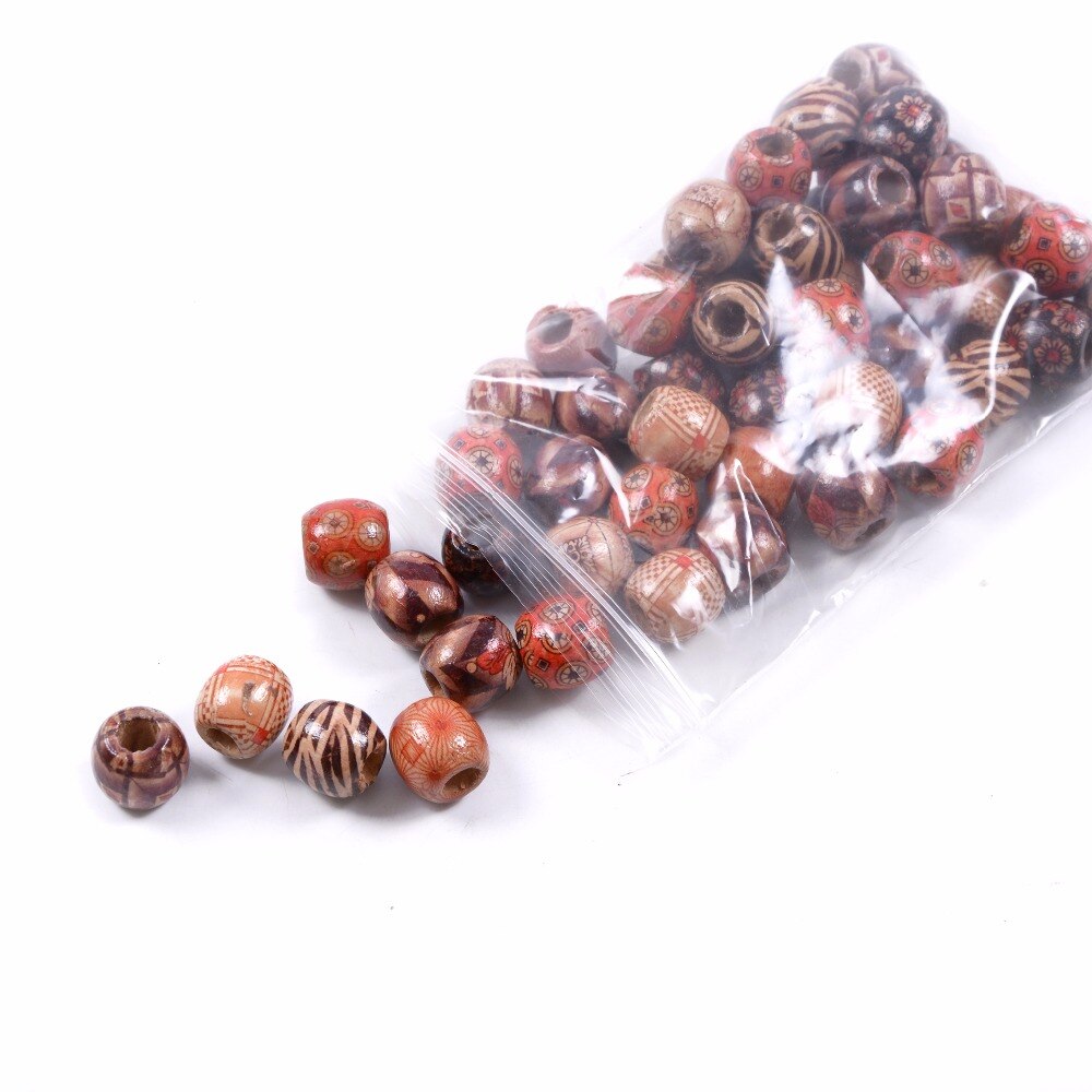 50Pcs Dreadlock Kraal Houten Haar Kralen Vlechten Grote Gat Dreadlock Kraal Ring Buizen Voor Vlechten Haarverlenging Accessoires