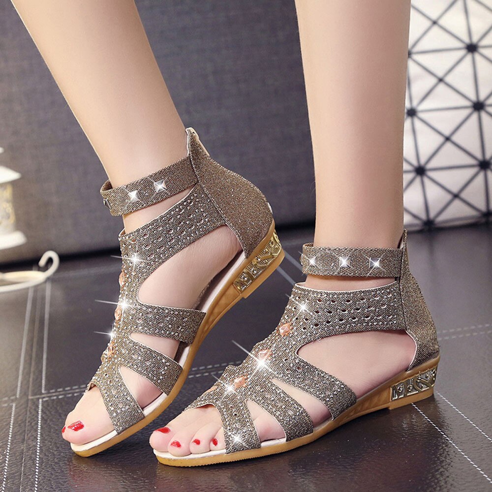 SAGACE Spring Summer Ladies Women Wedge Sandals Fish Mouth Hollow Roma Shoes Sandals Summer Shoes Beach Vintage C21: GD / 36