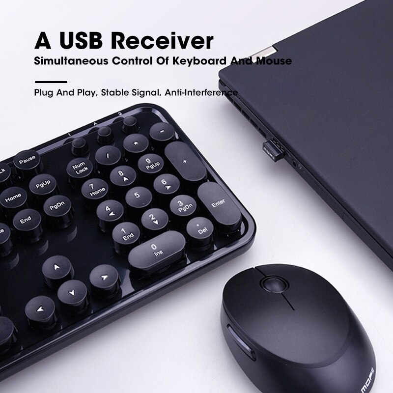 Mofii Wireless Keyboard and Mouse Combo USB Multimedia Girl 104 keycaps Keyboard and Mouse Set for Mac Computer Desktop Laptop