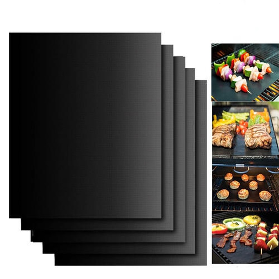 BBQ Grill Mat High Temperature Resistant Non-Stick Reusable Outdoor Barbecue Mat Pad Baking Mats &amp; Liners