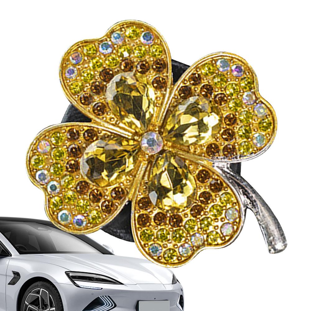Car Vent Clips Alloy Four Leaf Clover Alloy Car Air Freshener Fragrance Decor Multifunctional Rotatable Car Interior Accessories: WHITE
