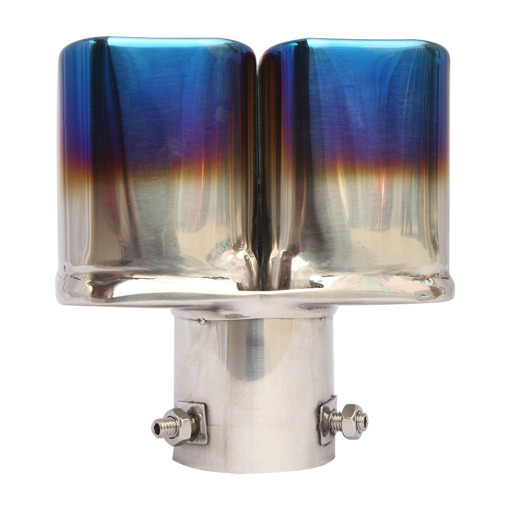 Car Exhaust Pipe Muffler Tail Pipe Outlet Nozzle End Universal Stainless Steel Square End One Change Two Double Out ID 63MM