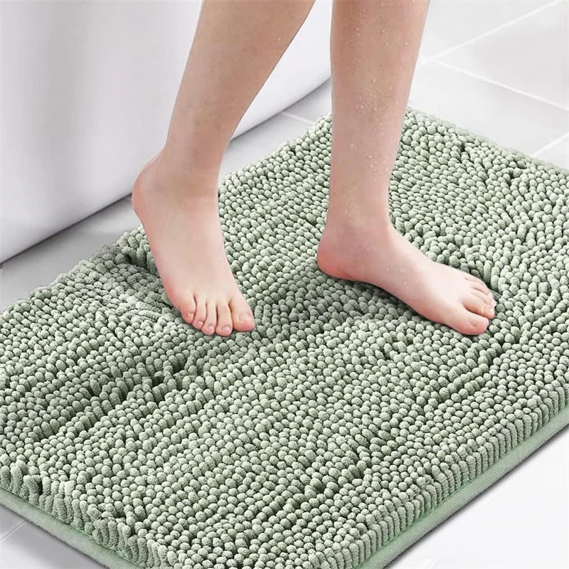 Chenille Carpet Soft Pluch Bedroom Bedside Rugs Absorbent Non-slip Bathroom Accessories Foot Mats Entrance Door Mat Home Decor: 45x70+45x140cm / Orange