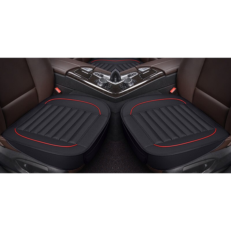 Funda de cuero Pu para asiento de coche, fundas de asientos para Interior de automóvil, cojín Universal, protección de asiento alfombrillas de cuero, accesorios para Auto: Black front 2pcs