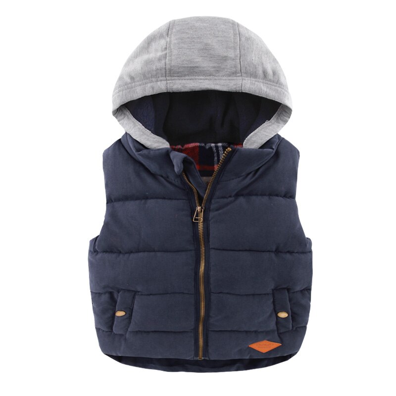 Chaleco de algodón acolchado con capucha para niños , ropa de invierno para niños, chaqueta para bebés, chaleco, chaleco con capucha, informal, cálido y grueso