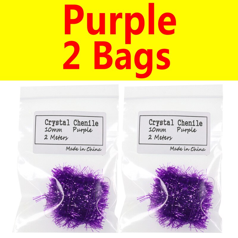 Bimoo 2 Bags 10mm Wide Crystal Flash Tinsel Hackle Flash for Fly Tying Streamer Egg Fly Salmon Fly Trout Salmon Lures: Purple 2 Bags