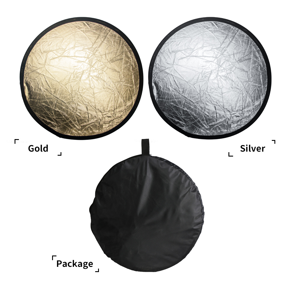30cm/12Inch 2 in 1 Reflector Photography Collapsible Light Round Portable Gold Siliver For Studio Multi Photo Disc Diffuers