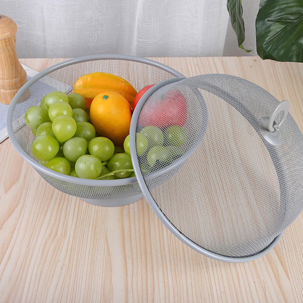 Obstkorb aus edelstahl, obstschale aus drahtgeflecht mit deckel, fliegensicherer obstkorb, aufbewahrungsbehälter mit deckel, siebkorb
