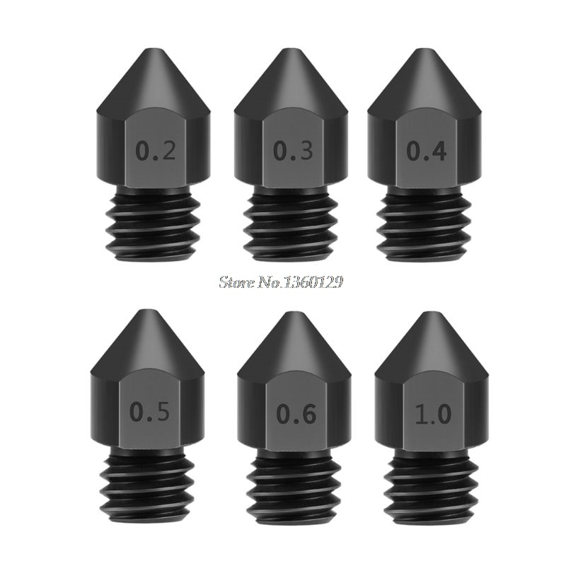 Reprap MK6 Hardened Steel Nozzle 1.75mm 0.2mm/0.3mm/0.4mm/0.5mm/0.6mm/1.0mm for Ender 3 CR10 CR10S hotend Whosale