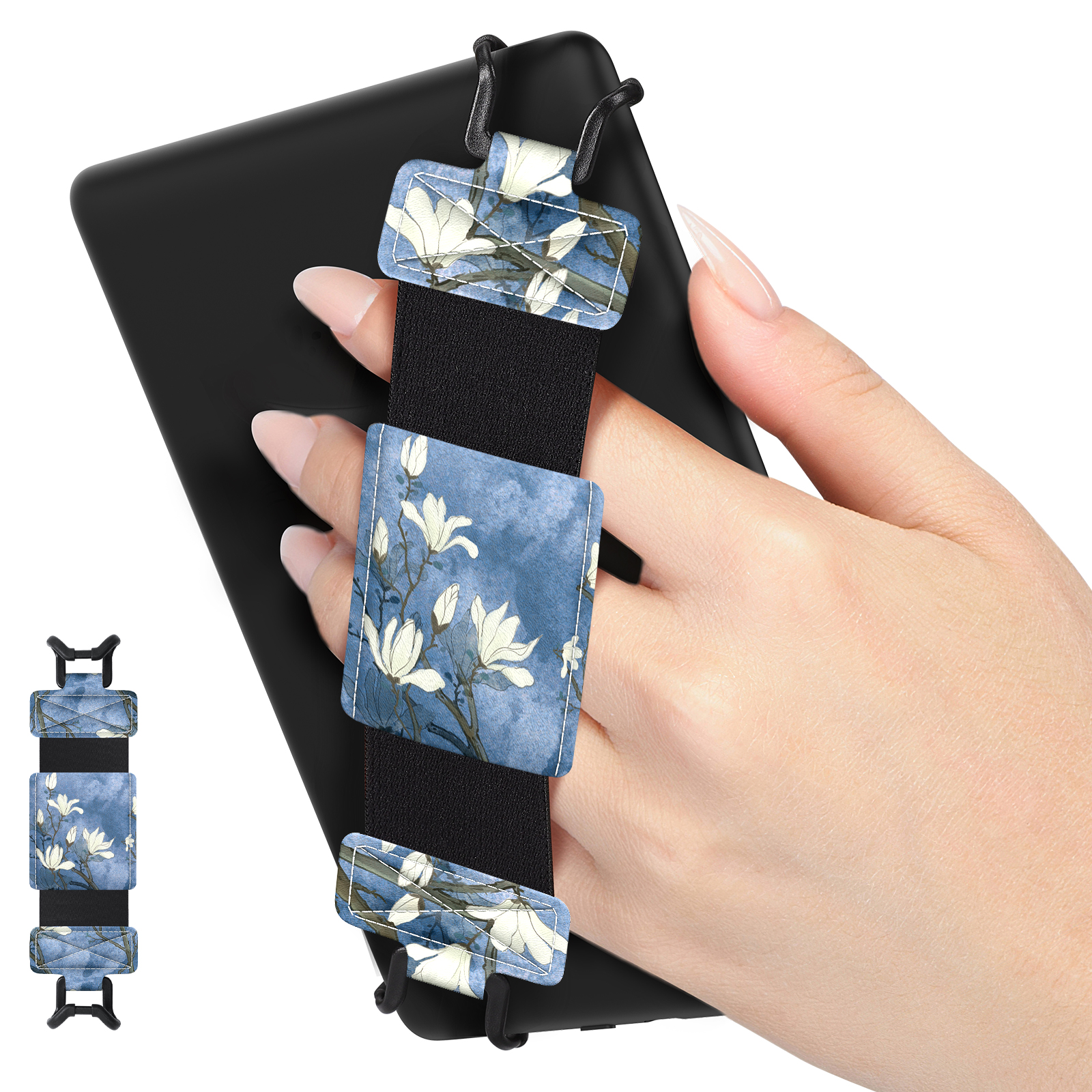 Blød håndrem til 6-8 " kindle e-readers fire tablet kindle/kobo/kindle e-bog tablet, sort høj elastisk alsidig håndrem