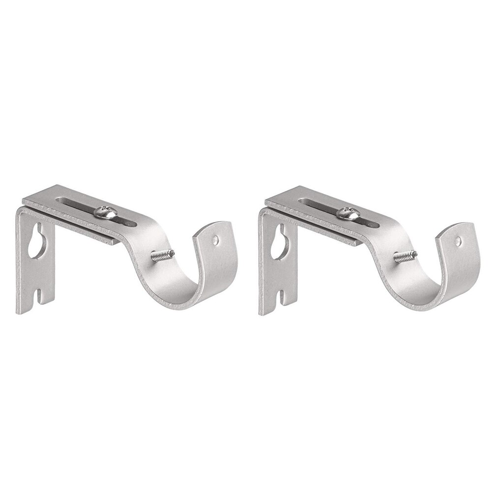 2 uds estructura metálica DIY gancho fijo colgante utensilio práctico para el hogar instalación soportes barra de cortina soporte decorativo soporte ajustable resistente: Plata