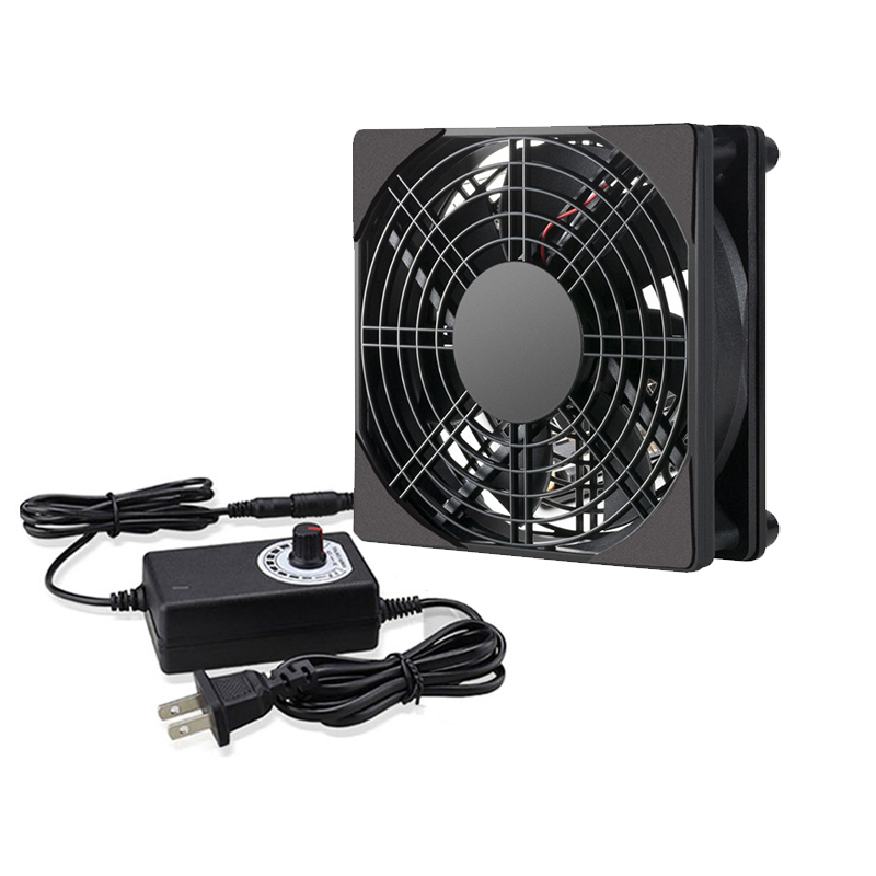 Routerfläkt tv-boxfläkt 120mm 240mm 360mm gör-det-själv-tv-boxkylfläkt med hastighetsregulator 80v-240v & skyddande nät skrivbordskylfläkt