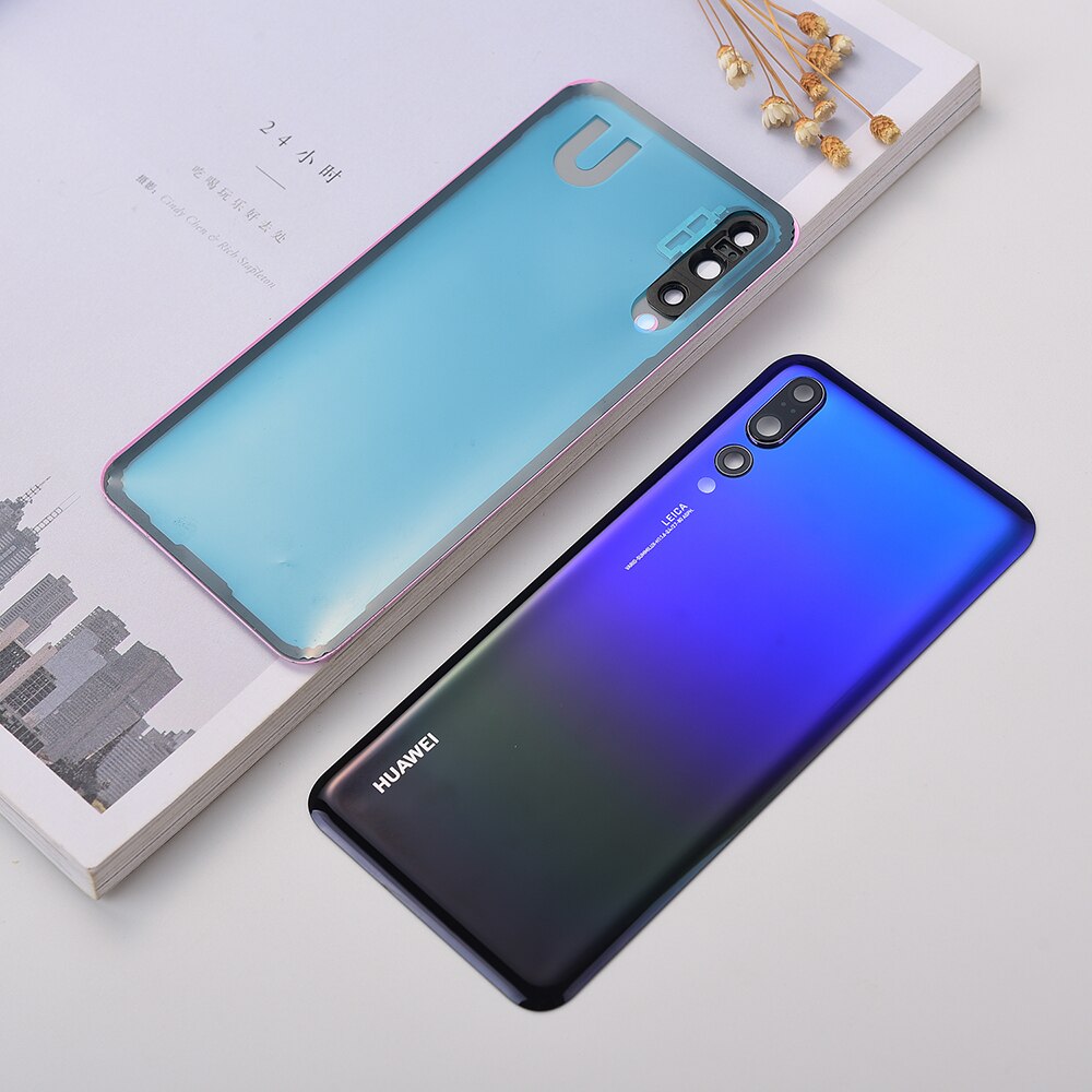 Bakpanel original huawei  p20 pro batteri baklucka bakdörr hus glasfodral för  p20 pro  p 20 batterilucka + kameralins