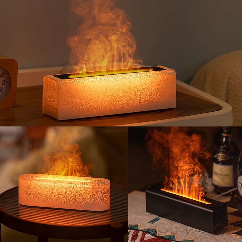 KINSCOTER RGB Vlam Aroma Diffuser Luchtbevochtiger Ultrasone Cool Mist Maker Fogger LED Essentiële Olie Fire LED Lamp Difusor