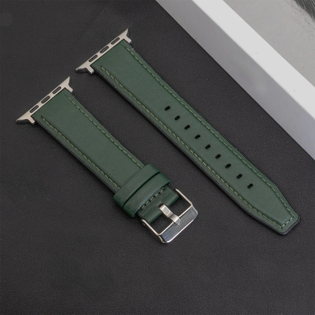 voor Apple Watch Series 10 46 mm 42 mm lederen band 9 8 7 band 45 mm 41 mm SE 6 5 4 44 mm 40 mm band Iwatch Ultra 2 1 49 mm armband: M / Blue White