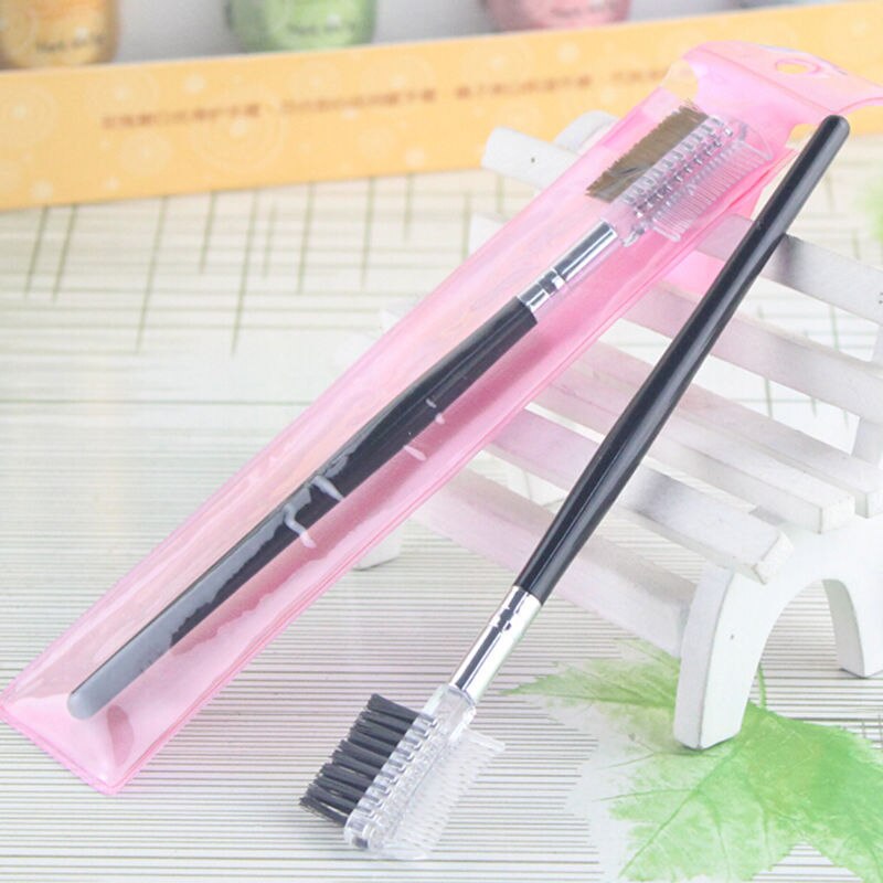 Dubbelzijdige wenkbrauwkam, wimperborstel voor twee doeleinden, wenkbrauwen, 2- in- 1 wimperborstel, oogmake-uptools