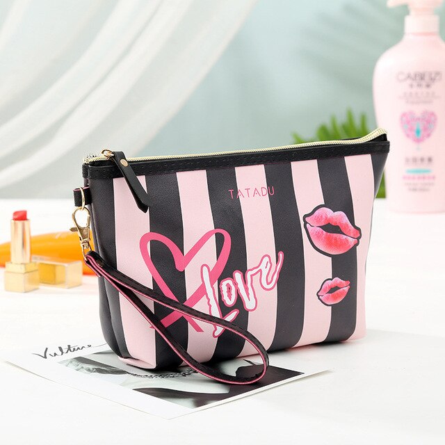 PU Leather Portable Women kosmetyczka z lustrem torby podróżne kosmetyczki organizuj torebkę wodoodporna kosmetyczka: A4