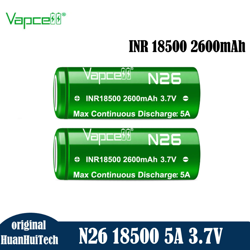 1-20pcs Original Vapcell N26 INR 18500 2600mah 5A 3.7V Li-ion Battery Real Capacity 18500 Rechargeable Battery For flashlight