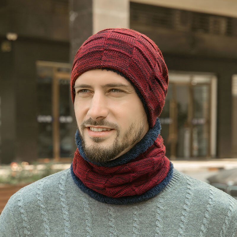 Unisex huer strikket kasket man beaines til vinter åndbare mænd gorras simple hatte tørklæde sæt varme solide afslappede dame huer