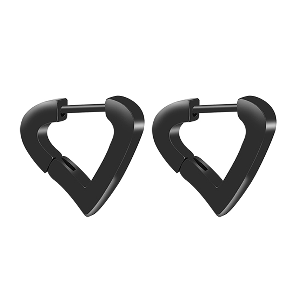 1 paire de boucles d'oreilles créoles noires en acier inoxydable pour hommes et femmes, Triangle Huggie carré rond géométrique: Couleur or pur