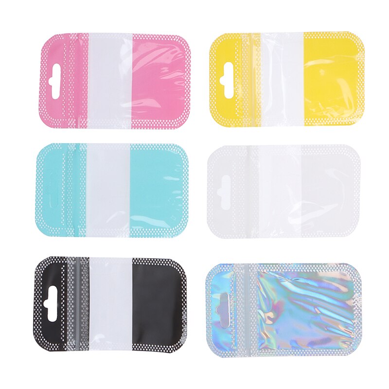 50 Stks/pak Kleine Plastic Zip Lock Bag Met Gat Clear Rits Sieraden Verpakking Zak Mini Zip Lock Opbergzakken