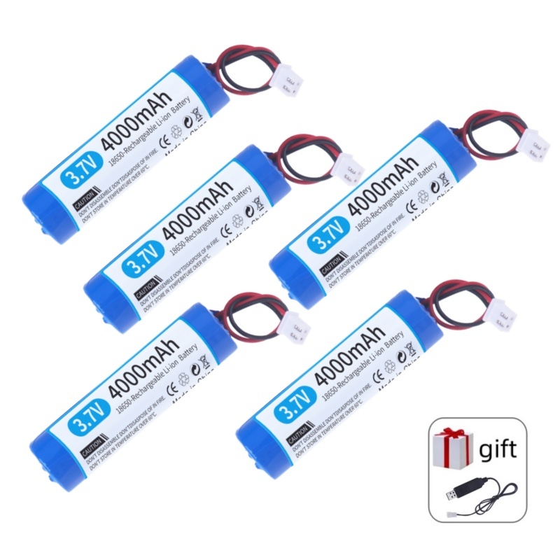 4000 mah 3.7 V 18650 batterie Xh2.54-2p prise li-lon batterie au Lithium Rechargeable avec chargeur horloge Bluetooth Audio batterie: Bleu
