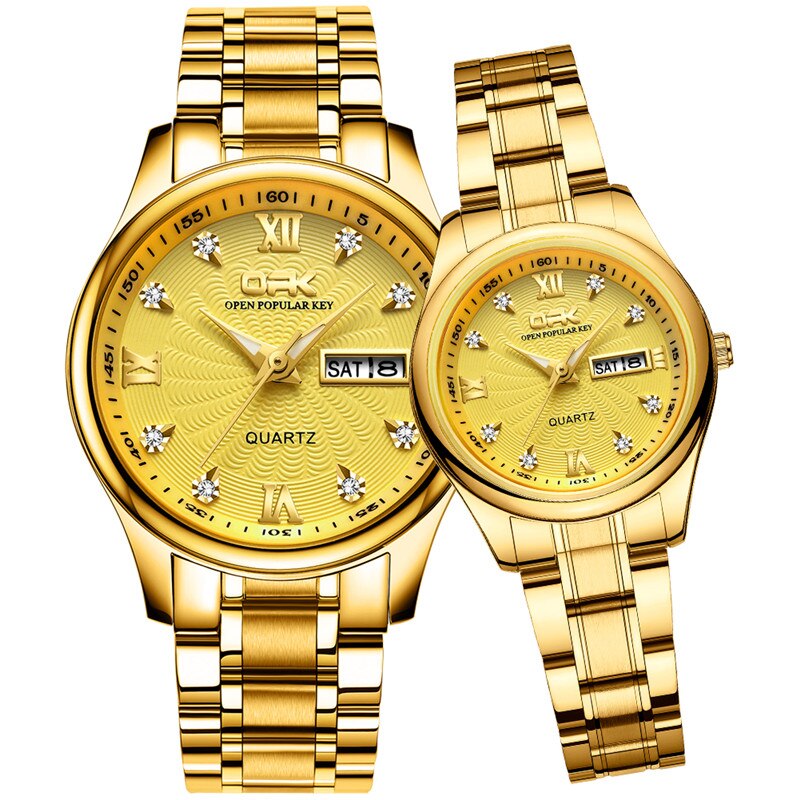 OPK montre Couple montre Quartz montres Simple montre de luxe étanche affaires montre-bracelet lumière confortable pour amant montre: Couple-Couple