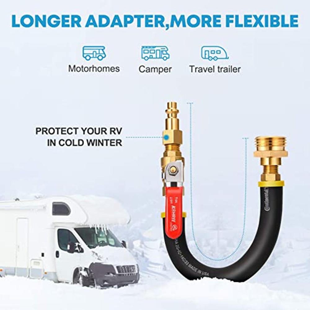 RV Sprinkler Nozzle Adapter Blower Adapter Hose Joint Antifreeze Kit Set With Shut-Off Valve Car Modification Accessories