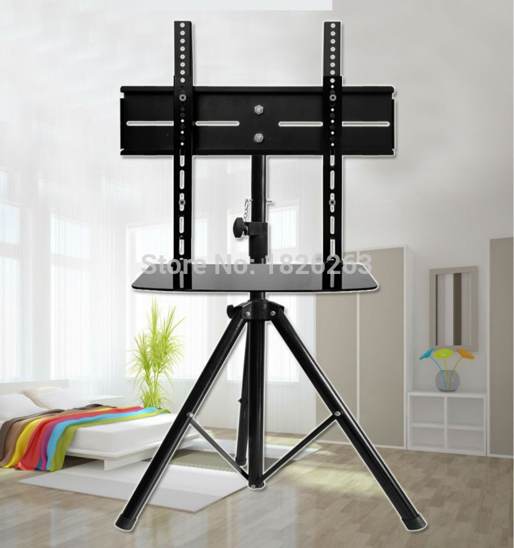 Soporte de trípode giratorio de 360 grados para TV de 32 ~ 55 pulgadas, con soporte para DVD, VESA, 100 ~ 400mm, carga de 50kg, altura ajustable, para suelo de TV
