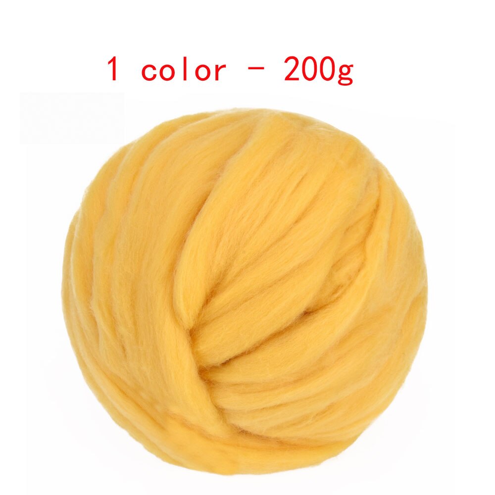 Wool Fiber DIY Wool Felt Kit Handle Wool Felt Toys Making Fabric Materials Handcraft Felt Needle Felting Craft Toys: yellow 200g