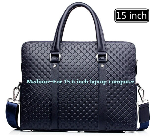 Volasss grande capacidade de couro dos homens maleta de negócios masculino sacos de ombro para o homem bolsas para portátil 15.6 "masculino: Blue-15 inch