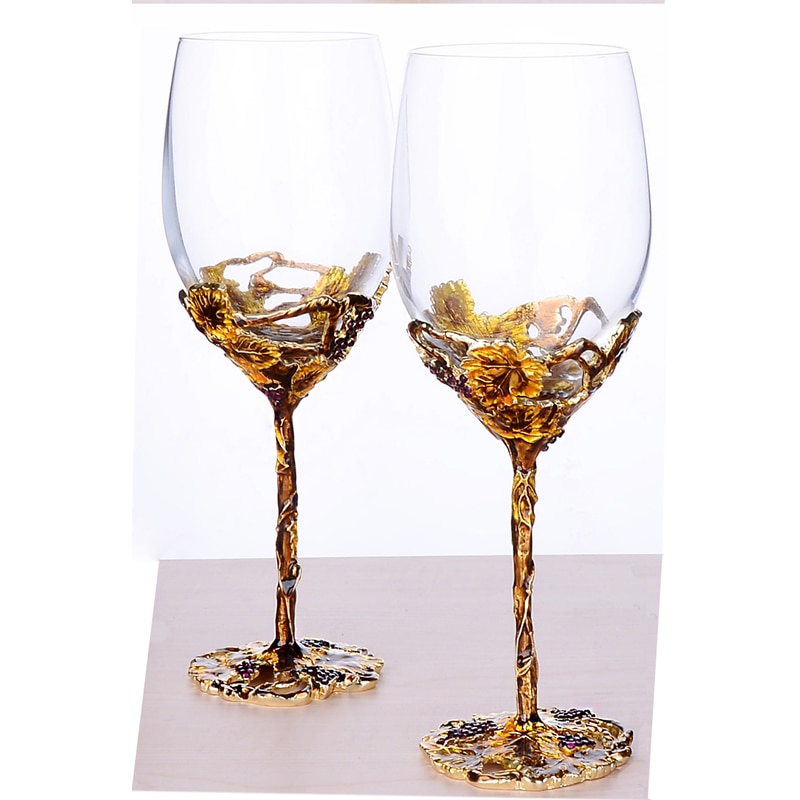 Classic Golden Kristallen Glazen Beker Vintage Decoratieve Wijnglas Cup