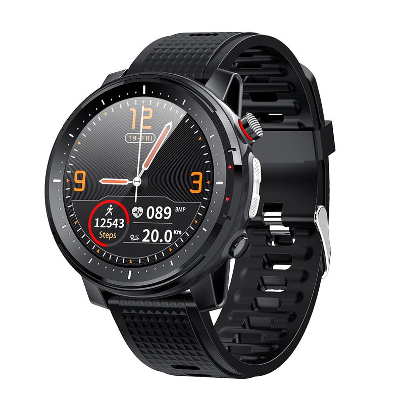 696 l15 360 x 360 pixels smart watch herre pulsmåler armbånd blodtryk vandtæt sport smartwatch armbånd: Sort silica