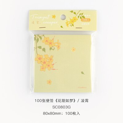 100Sheets/Pack Bloemen Memo Pad Stickers Decal Sticky Notes Scrapbooking Diy Kawaii Notepad Dagboek 804: WHITE