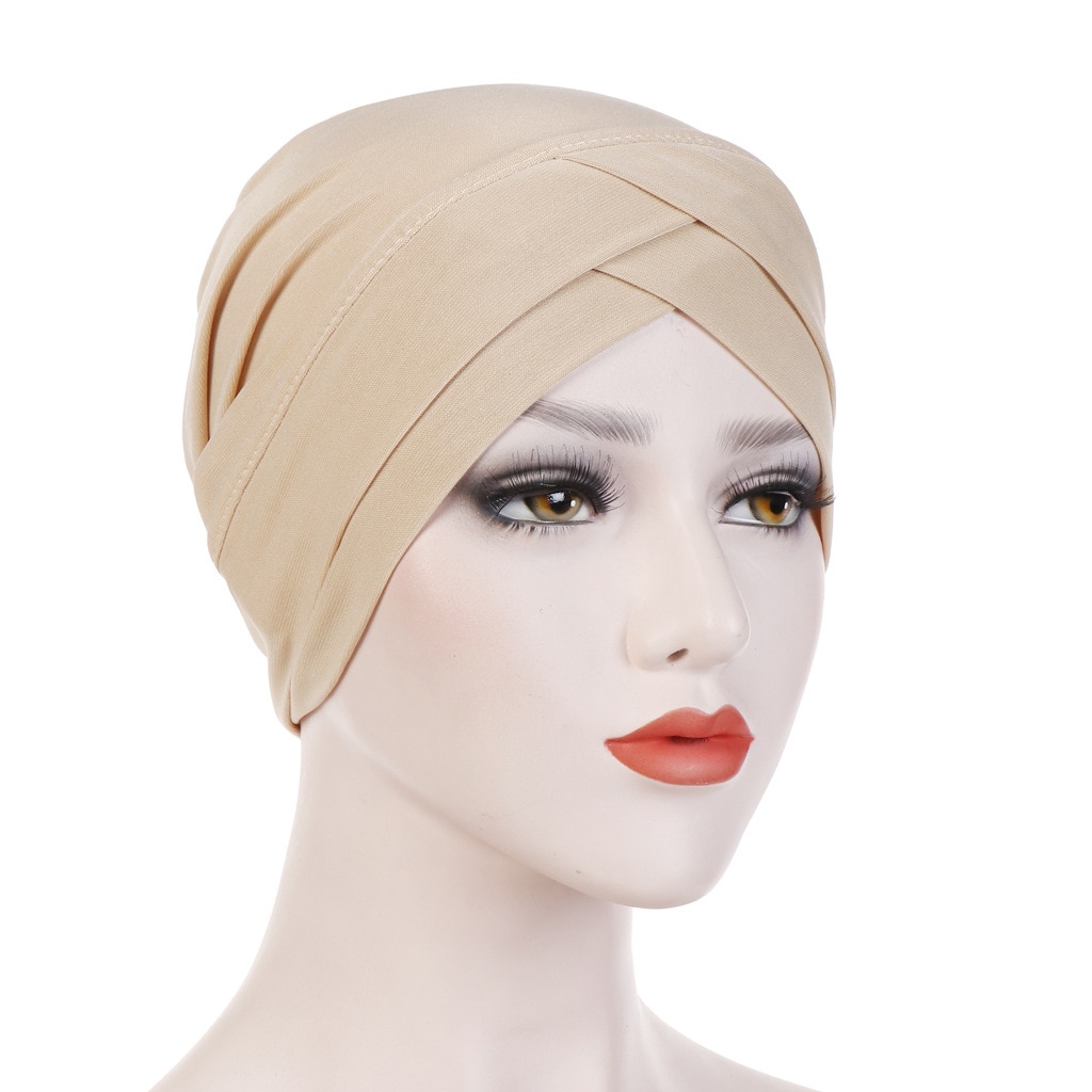 Muslimische Frauen Hijab Turban Hütte Kopf Schal Haarausfall Krebs Chemo Deckel Kopftuch wickeln Islamischen Mütze Motorhaube strecken Headwear Hütte: 12 Aprikose