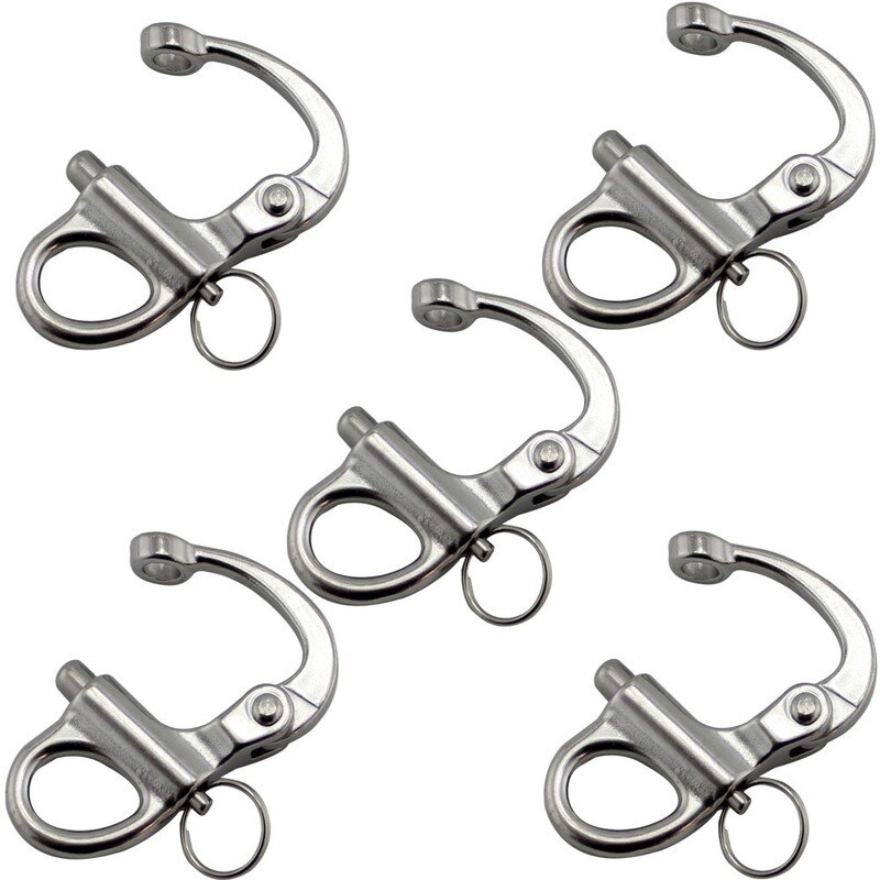 Minigrillete de presión fijo de acero inoxidable de 5 uds. Y 35mm, grilletes fijos de liberación rápida con anillo redondo, aparejos de Embarcación marina, Hardware de 5 uds.