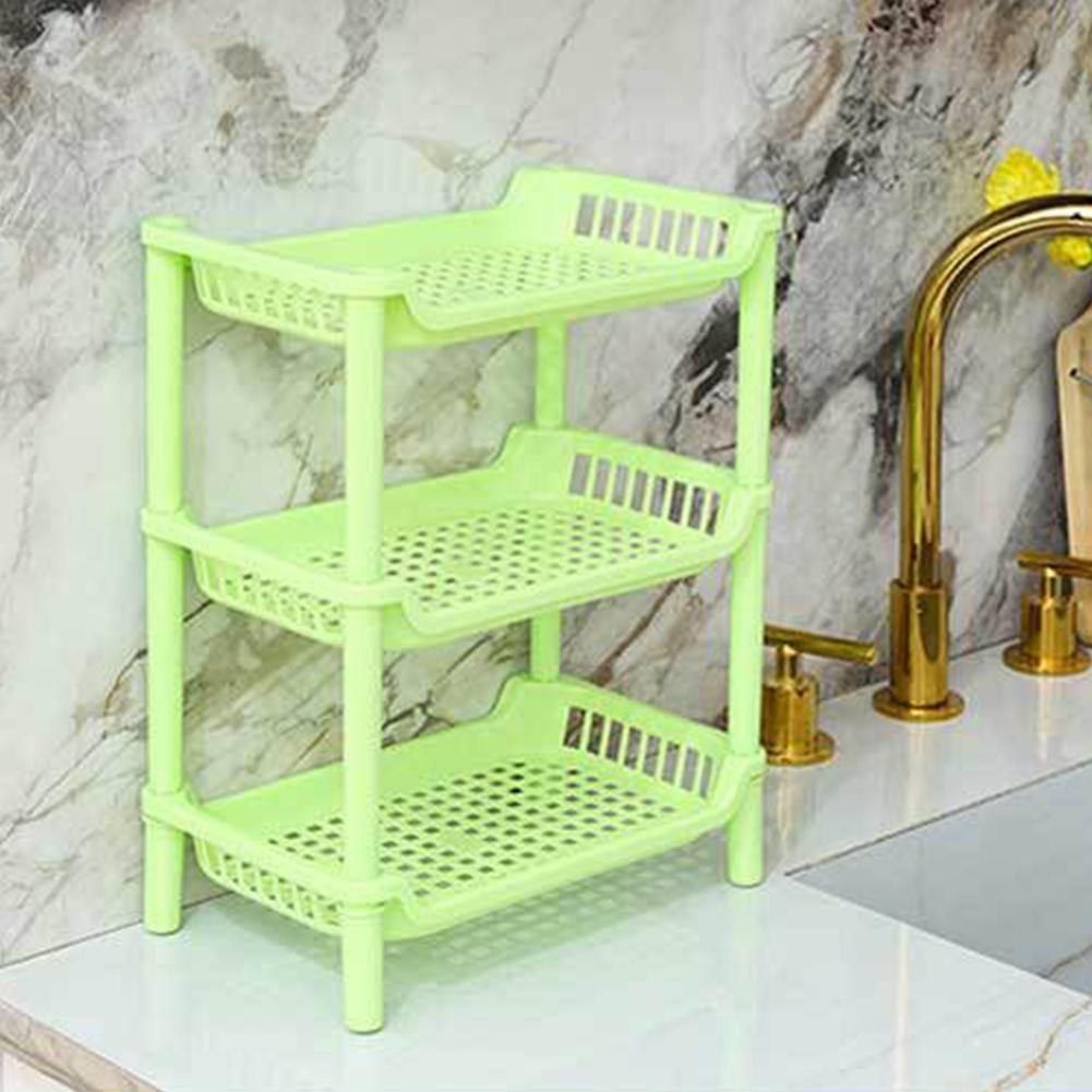 3 Layers Kitchen Organizer Storage Rack Holder Organization Sundries Shelf Assembled Plastic Storage Bathroom H7J7