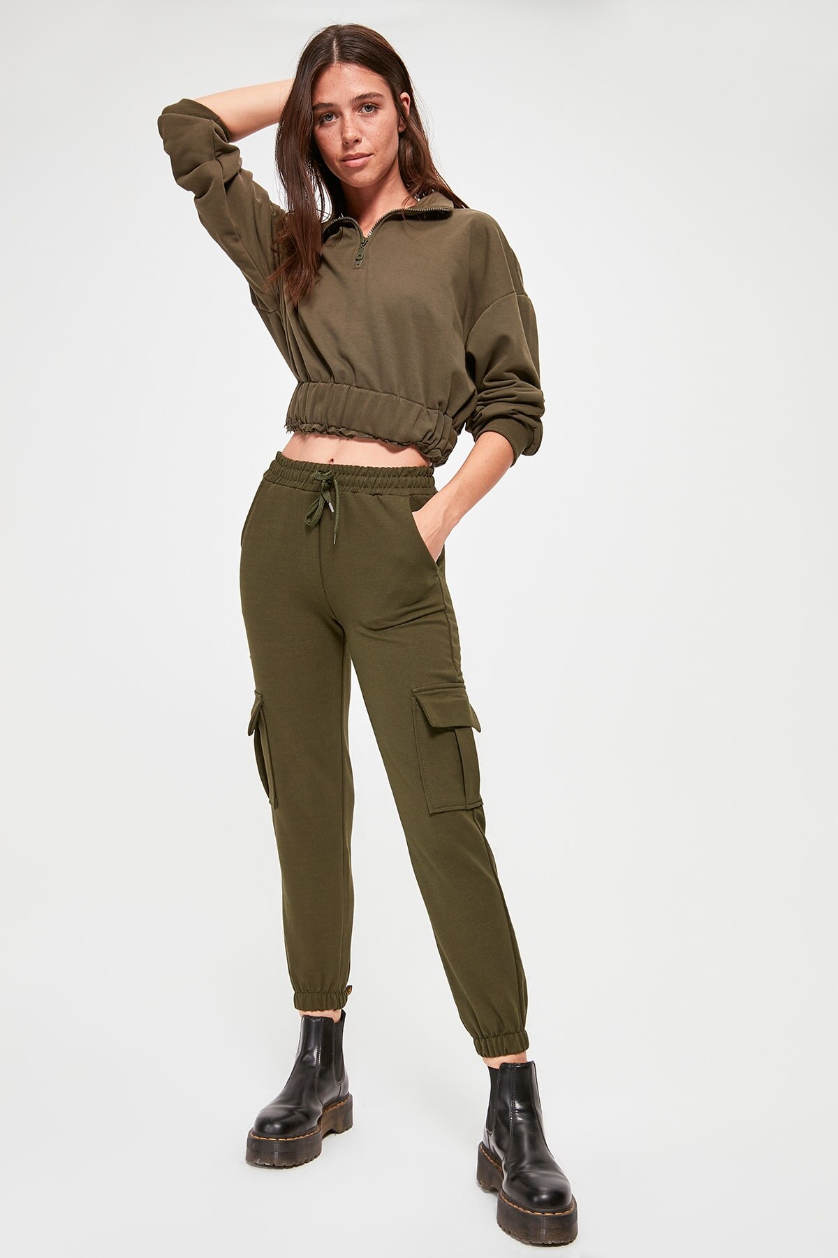 Trendyol Cargo Zakken Gebreide Joggingbroek TWOAW20EA0125: Khaki / M