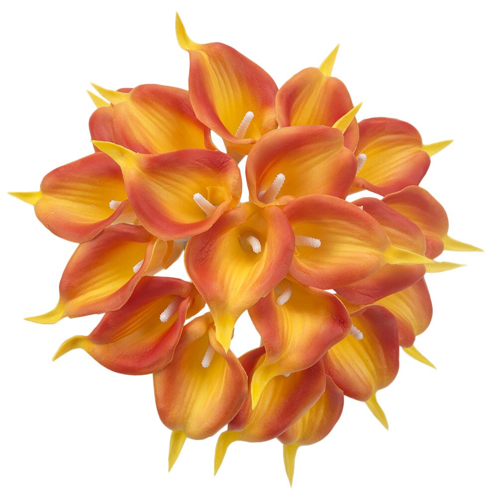 Calla lilje ægte berøring kunstig blomst til bruden bryllup buket indretning: Orange
