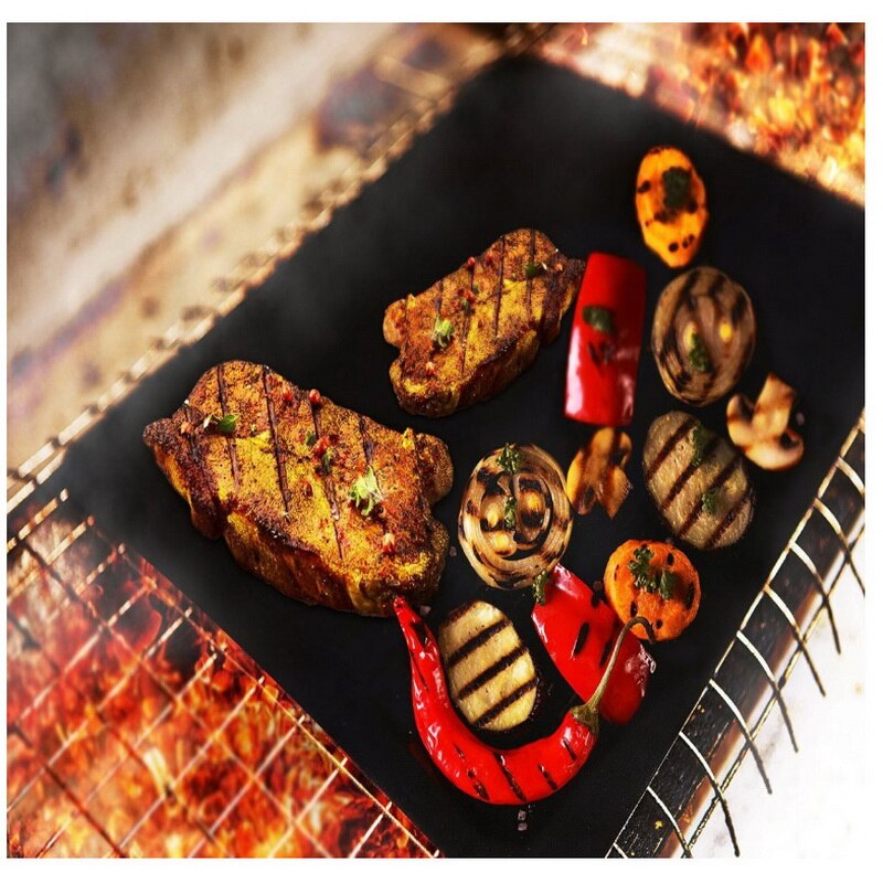 Non-stick BBQ Grill Mat 40*33cm Baking Mat Teflon Cooking Grilling Sheet Heat Resistance Easily Cleaned Kitchen For Party