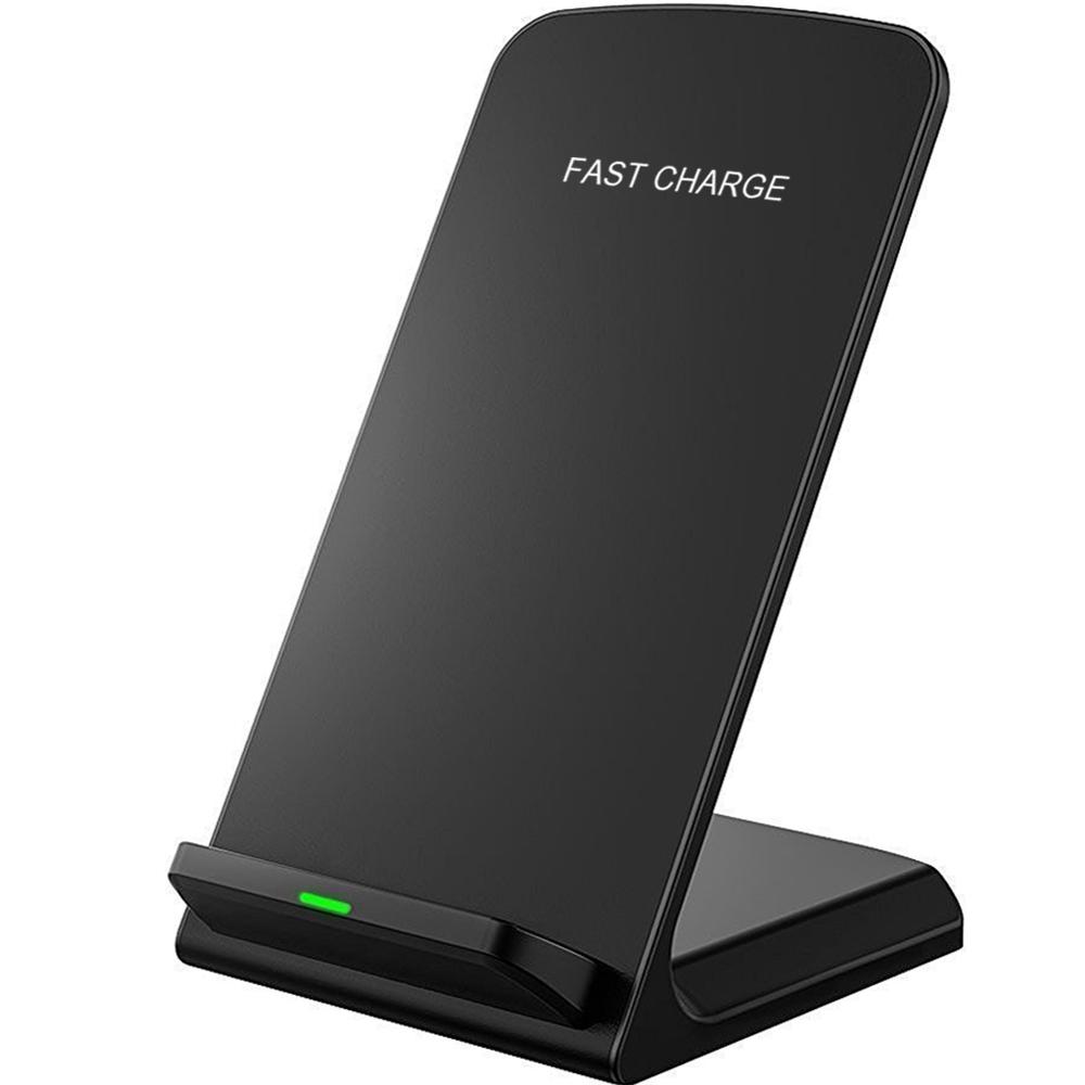 Qi Wireless Charger Wireless Charging Stand for iphone 8 plus X XS 11 Samsung S8 S9 S10 10W Fast Charger Phone Stand for Xiaomi: Black