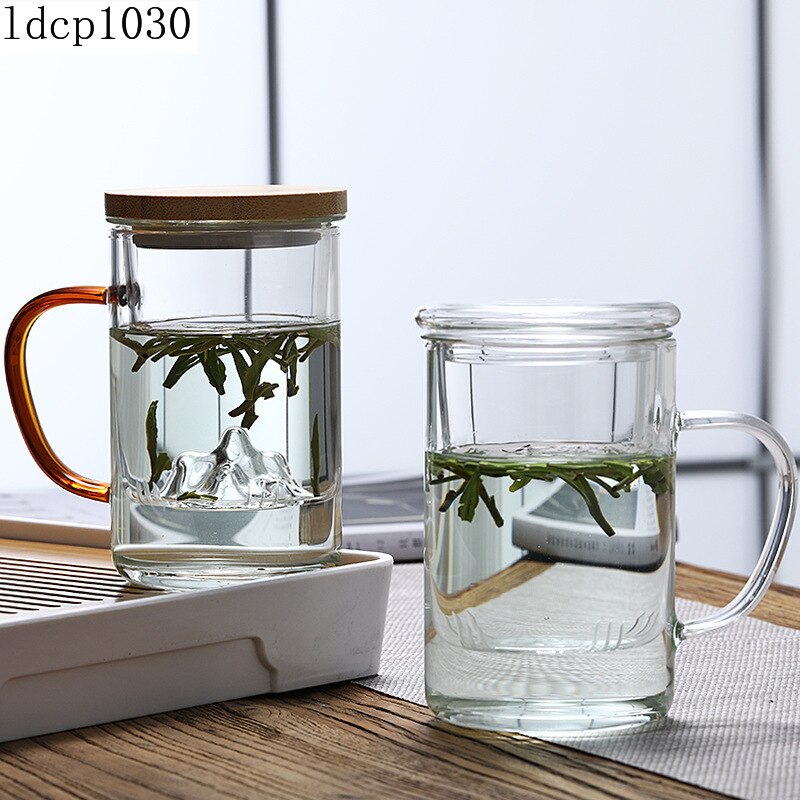 Glass Chinese Style Tea Mug With Lid Filter Coffee Cups Tea Set Mugs Beer Drink Office Mug Transparent Drinkware Glass Cups