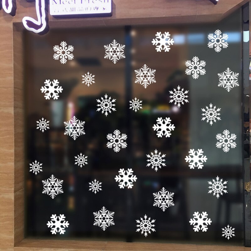 38 unids/lote, pegatinas de copos de nieve de ventana de vidrio electrostático, decoración de invierno para habitación de niños, pegatinas de pared de Navidad, calcomanía, wallpa