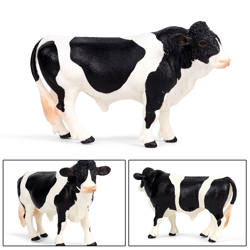 Pvc Simmental Zwarte Stier Vee Dieren Actiefiguren Statische Leuke Model Collection Koe Model Speelgoed Voor Kinderen