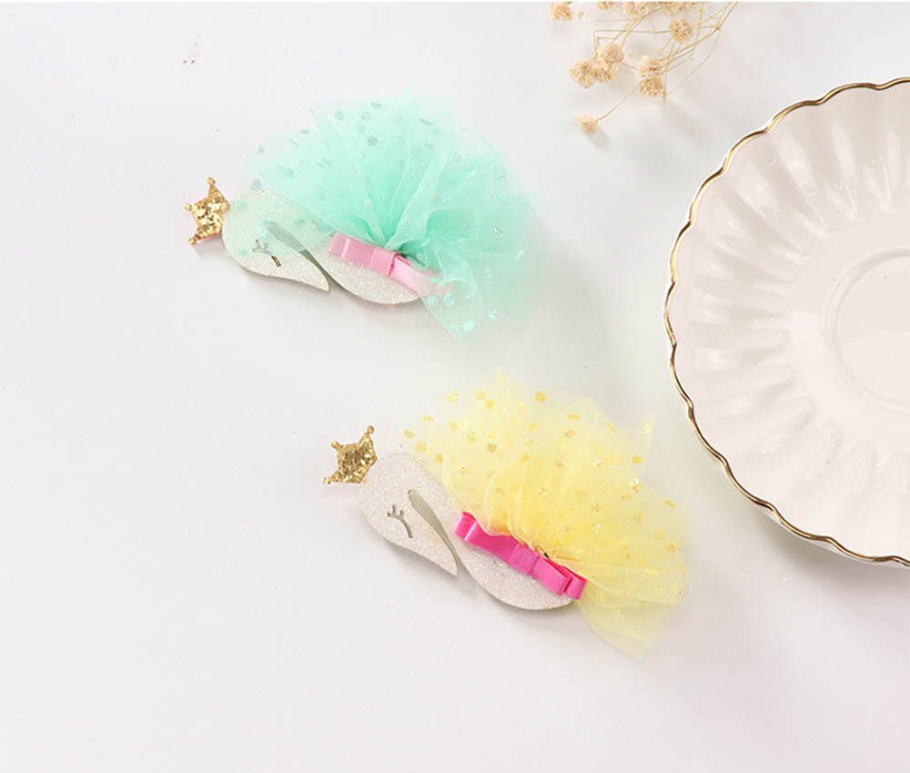 Baby Products Children Lace Swan Baby Hair Clip Hair Accessories Girl Cute Soft Headdress Newborn Pure Color Headdress