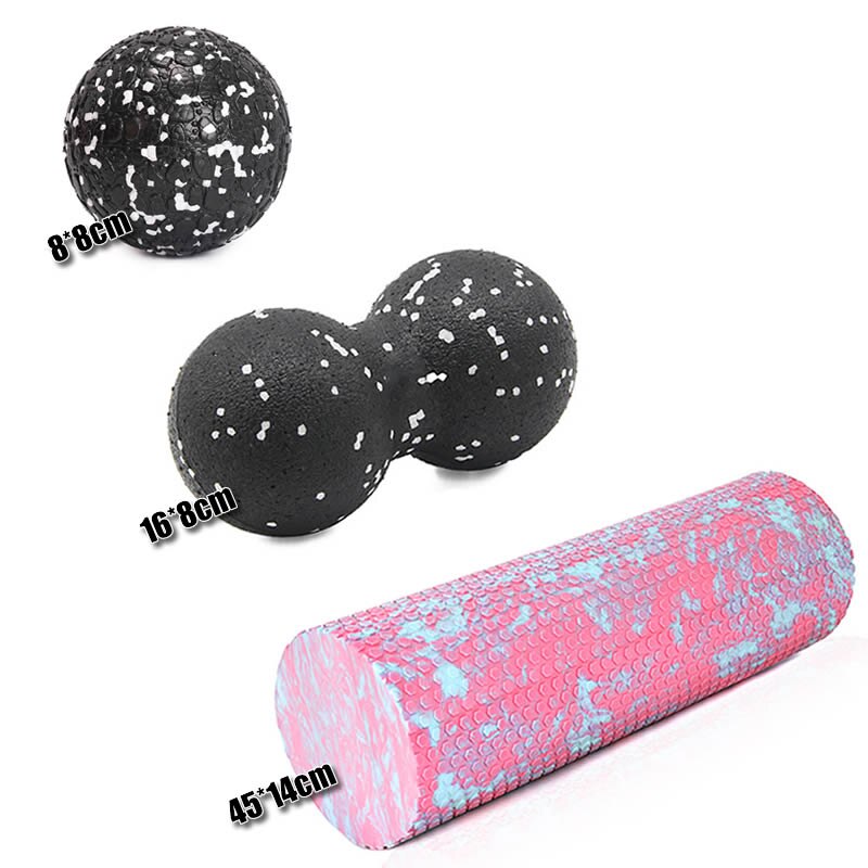 Juego de Pelota de cacahuete con rodillo de espuma para Yoga para mujer, pelota de masaje de cacahuetes para Terapia de ejercicio de relajación para gimnasio y deportes para hombre: Rosa