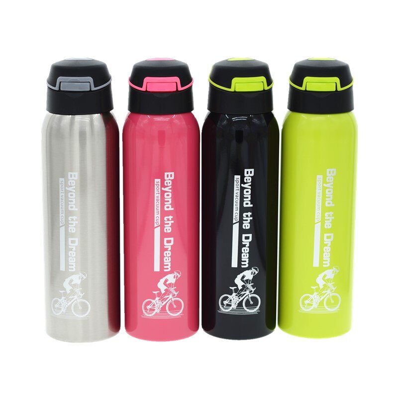 500ML rvs Sport water flessen Vacuüm isolatie fles stro water Draagbare fiets Sport fles