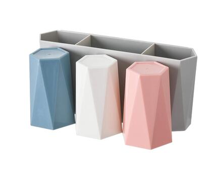 1 Set Wandmontage Tandenborstelhouder Met Borstel Cup Tandpasta Opbergrek Familie Pak Borstel &amp; Plastic Cup Badkamer accessoires: B