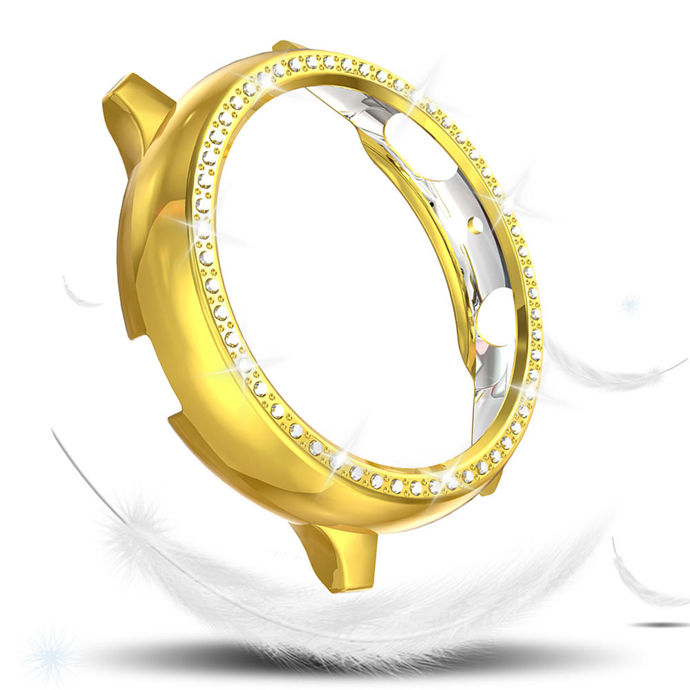 Film PC Case for Samsung Galaxy Watch Active 2 Cover 40mm 44mm Women Diamond Protector Shell Lightweight Bumper Active 40mm: Gold / Active2 40mm