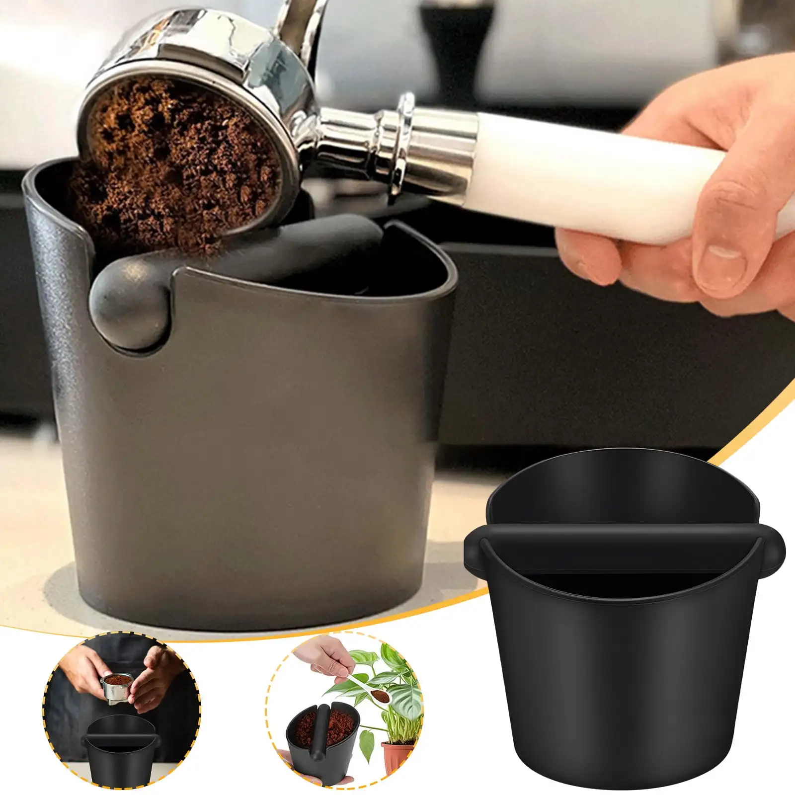 Boîte à café ABS, barre de frappe amovible, absorbant les chocs, outil Barista Durable, recyclage des marc de café, accessoires de filtre à café
